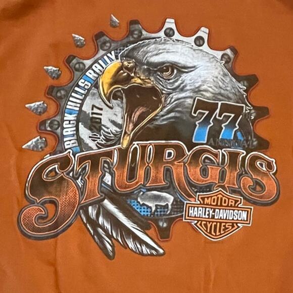 Harley Davidson 2017 Sturgis 77th annual T-Shirt. South Dakota Badlands Eagle - Picture 1 of 5